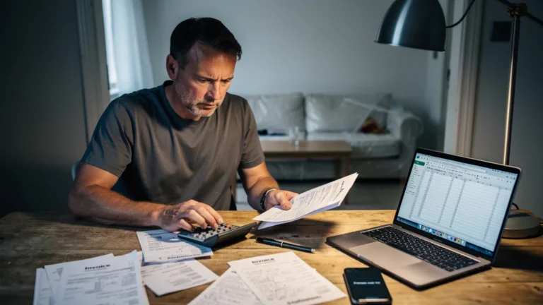 Cash-flow locatif négatif après vacance locative, propriétaire calculant une perte de 340 € en 6 mois