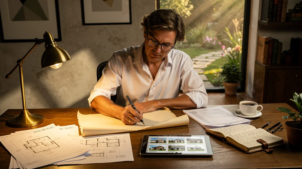 Personne écrivant son objectif patrimonial sur papier avant de chercher un bien immobilier