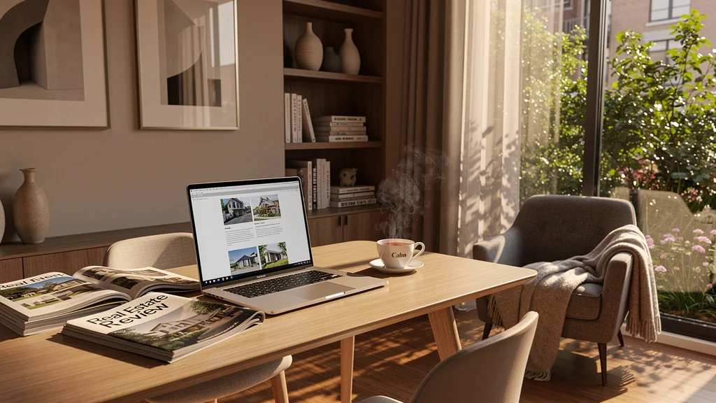 Intérieur moderne et lumineux illustrant la découverte de la figa par une rédactrice immobilière